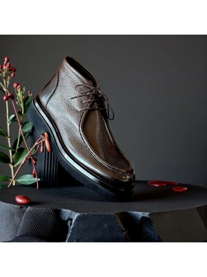 Kahve Floter Deri Erkek Bot – Hafif Eva Taban