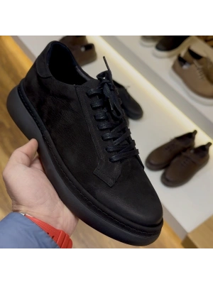 Siyah Nubuk Hakiki Deri EVA Taban Erkek Spor Ayakkabı