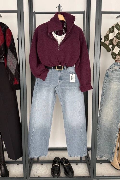 1014 Barrel Jean Buz Mavi