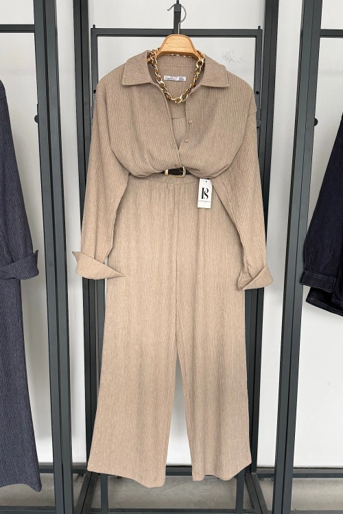 Gömlek Pantolon Takım Bej