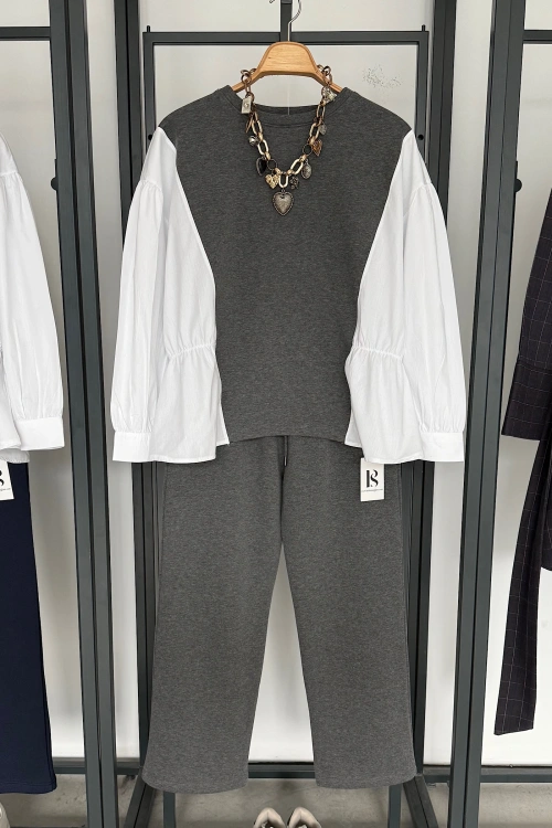 Sweat Gömlek Detaylı Takım Antrasit