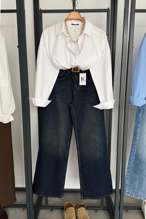 Bs Oversize Poplin Gömlek Beyaz