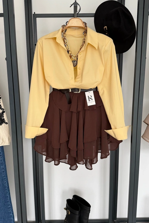 Klasik Dar Kesim Gömlek Sarı