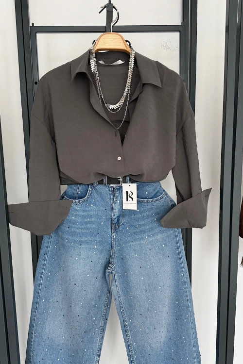 Basic Modal Gömlek Gri