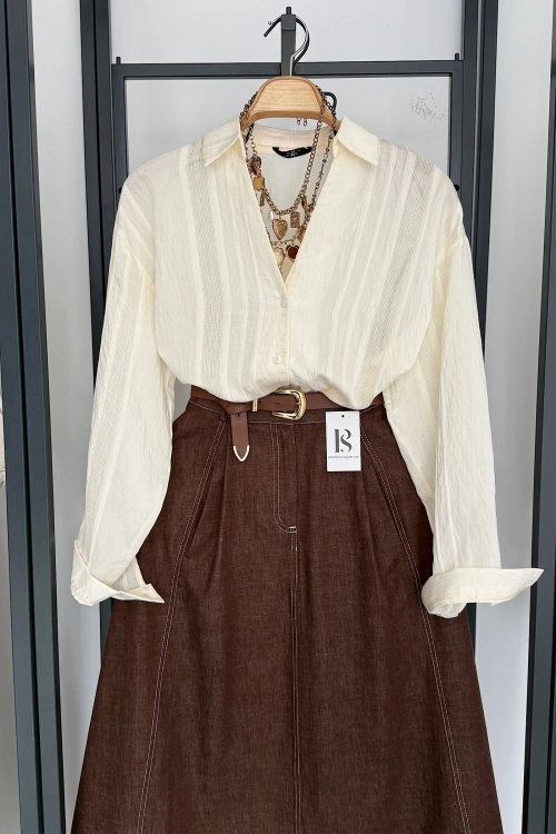 Transparan Gömlek Krem