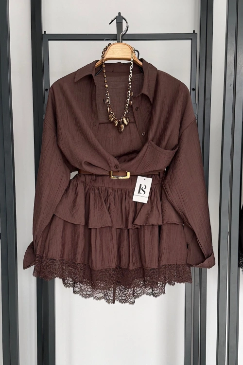 Kırinkıl Desen Takım Kahverengi