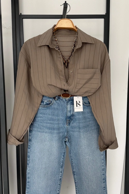 Bs Tek Cepli Dokumalı Gömlek Taş