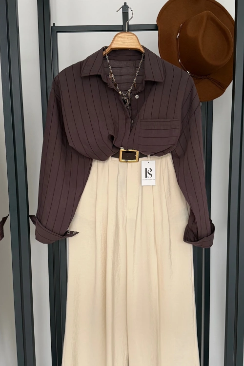 Bs Tek Cepli Dokumalı Gömlek Kahverengi