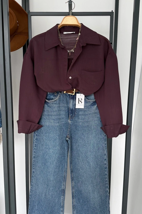 Tek Cep Gömlek Mürdüm