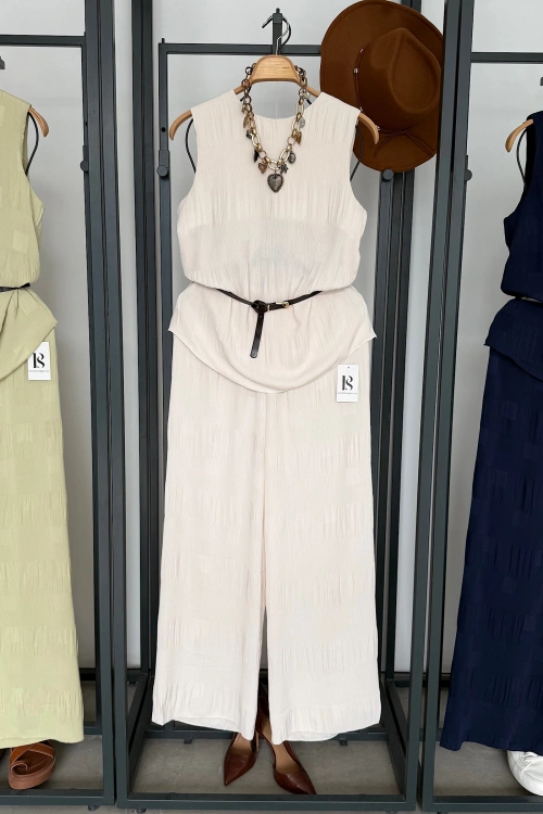 Atlet Pantolon Takım Ekru