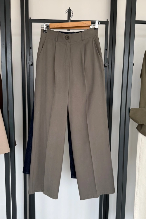 Tek Pile Palazzo Pantolon Yeşil