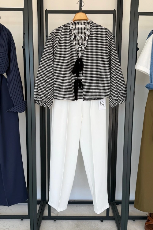 Kurdelalı Pamuk Bluz Siyah