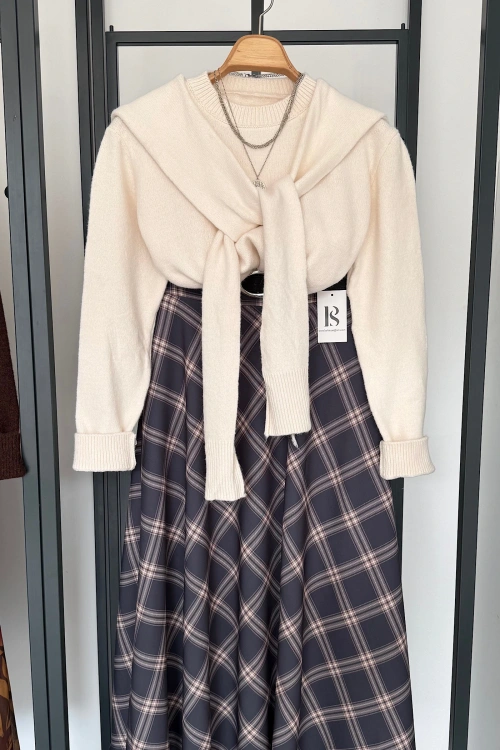 Bağlamalı Kazak Krem