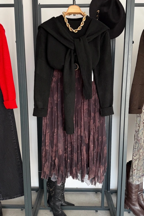 Bağlamalı Kazak Siyah