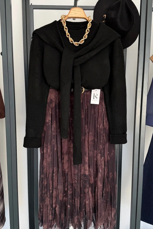 Bağlamalı Kazak Siyah