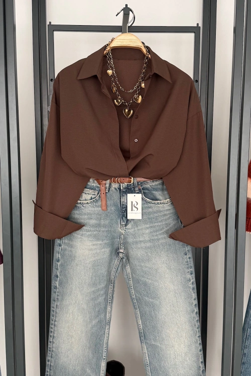 Basic Poplin Gömlek Kahverengi