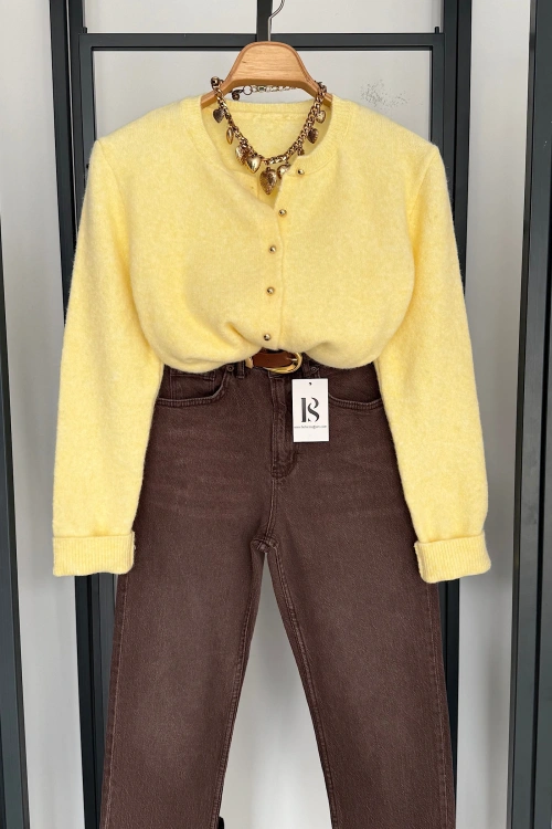 Basic Triko Hırka Sarı