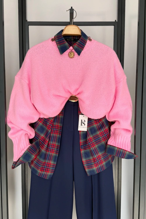 Basic Triko Kazak Şeker Pembe