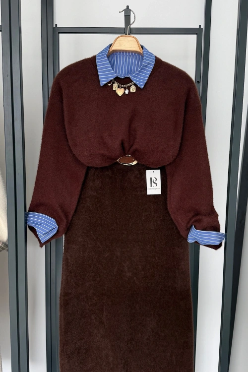 Basic Tüylü Kazak Kahverengi