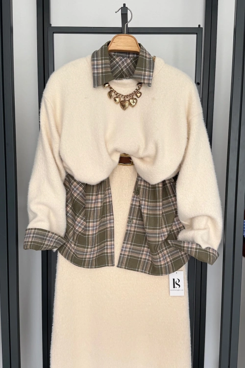 Basic Tüylü Kazak Krem