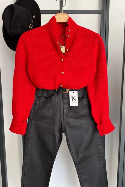 Boğazlı Hırka Kırmızı