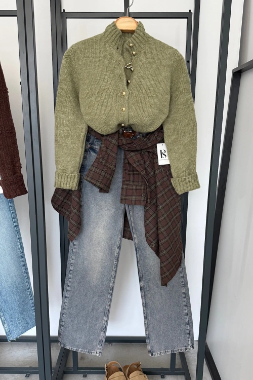 Boğazlı Hırka Yeşil