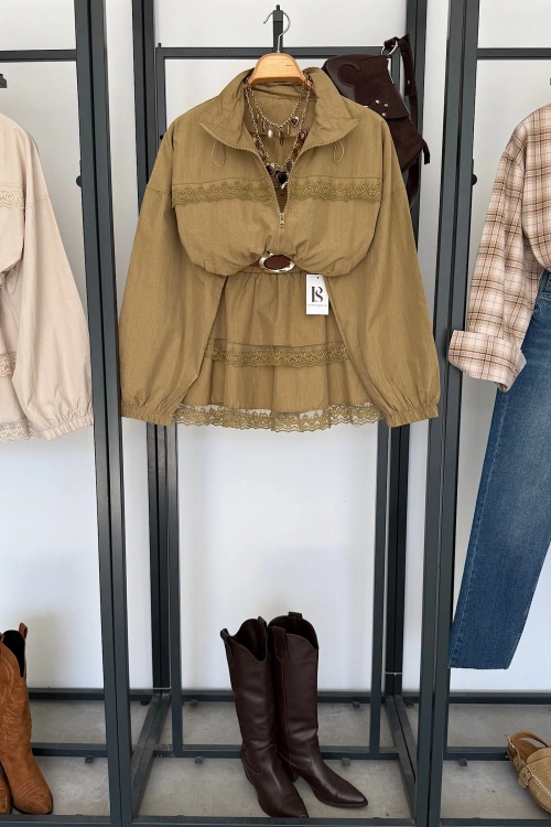 Bomber Ceket Etekli Takım Olive