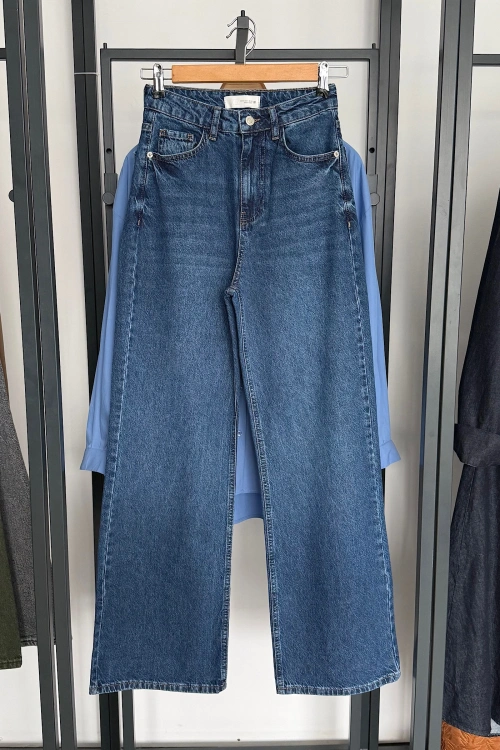 Bs Wide Leg Jean Koyu Mavi