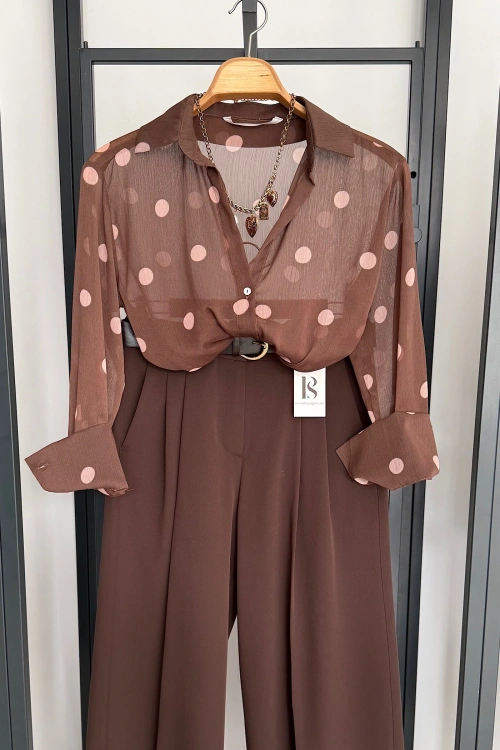 Desenli Yoryo Gömlek Kahverengi