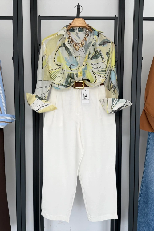 Hawaii Desen Gömlek Sarı