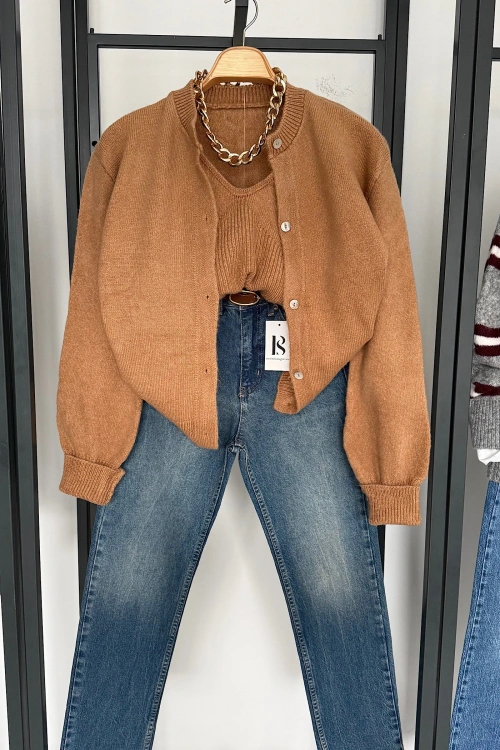 Hırka Atlet İkili Takım Camel