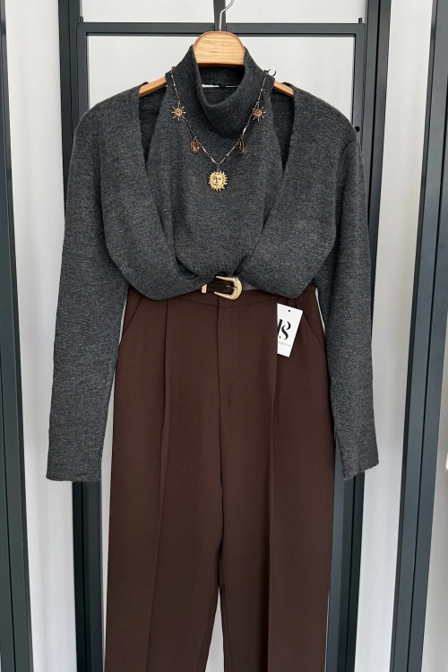 İçinden Body Detaylı Hırka Antrasit