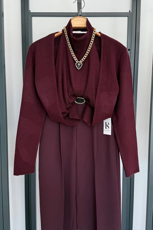 İçinden Body Detaylı Hırka Bordo