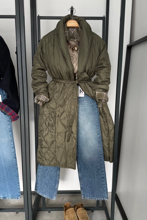 Kapitone Uzun Bağlamalı Mont Yeşil