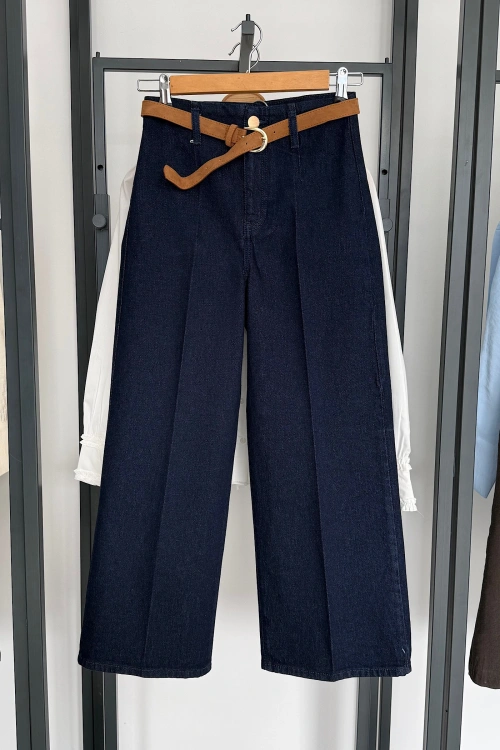Kemerli Denim Lacivert