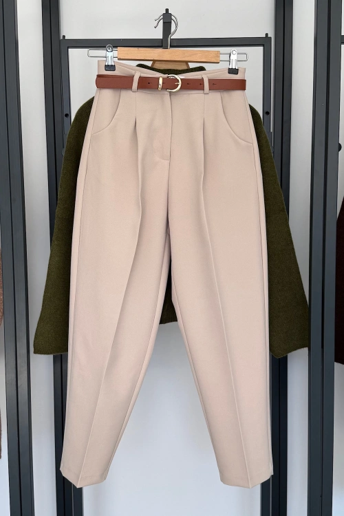 Kemerli Pantolon Taş