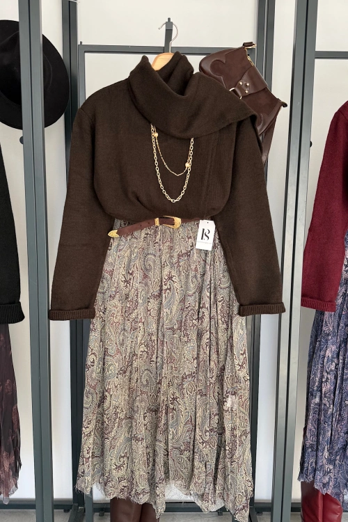 Kendinden Şallı Kazak Acı Kahve