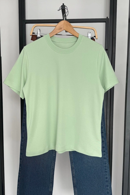 Kısa Kol Düz T-Shirt Yeşil