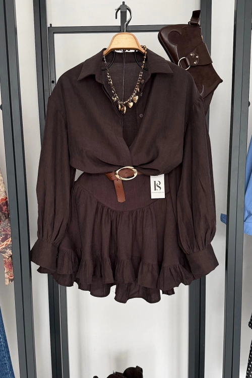 Korse Belli Etekli Takım Kahverengi