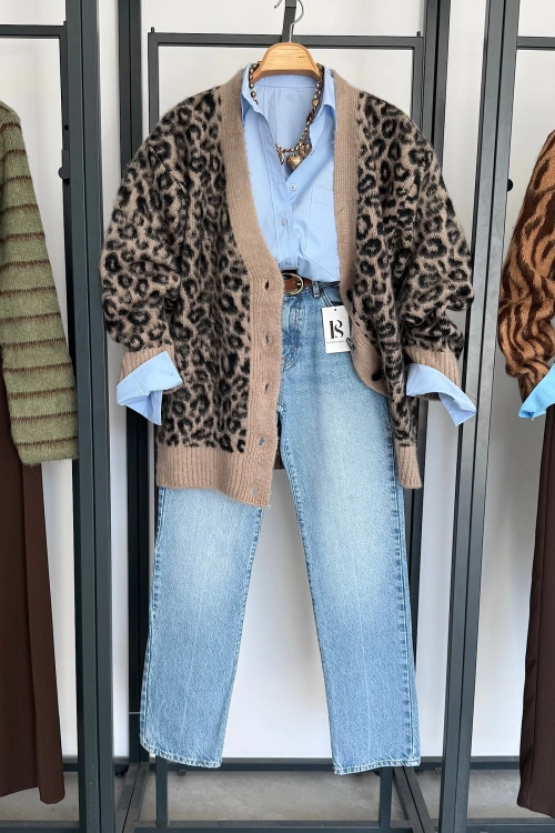 Koshkina Leopar Desenli Hırka