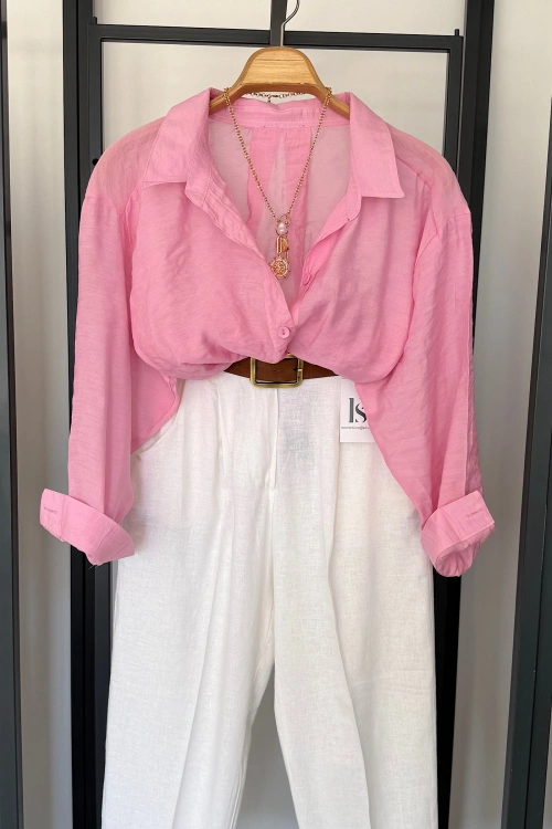 Luna Oversize Gömlek Pembe