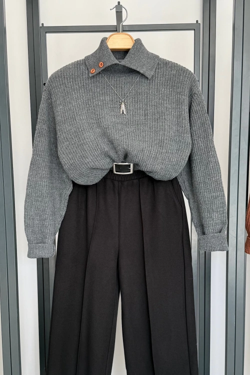 Mendil Yaka Triko Kazak Antrasit