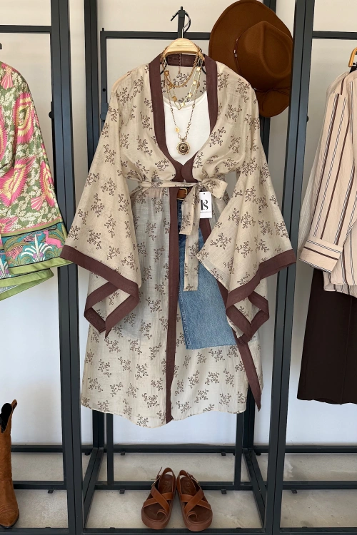 Nakış İşlemeli Kimono Taş