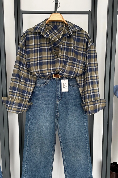 Oversize Ekose Gömlek Yeşil