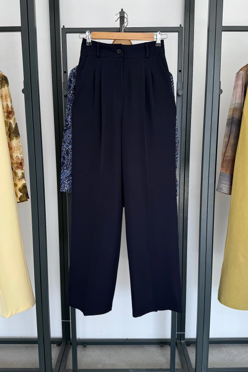 Pens Detay Palazzo Pantolon Lacivert