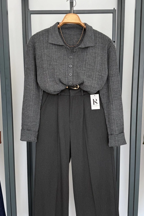 Polo Yaka Hırka Antrasit