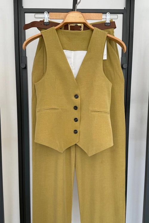 Premıum Cep Kapaklı Yelek Olive