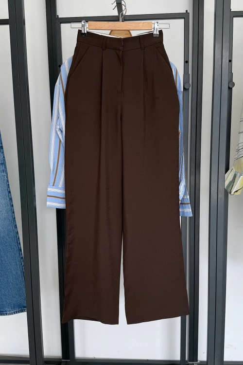 Premıum Modal Palazzo Pantolon Kahverengi