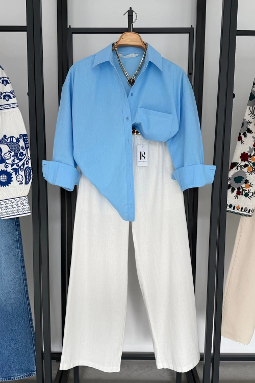 Regular Fit Poplin Gömlek Açık Mavi