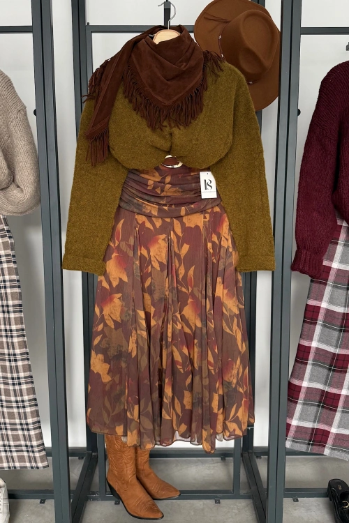 Şal Desen Etek Yaprak Desen